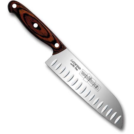 7" SANTOKU Knife, Granton Bladewith Wolfman Logo