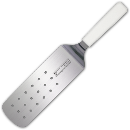 8" Turner, Perforated, White Handle