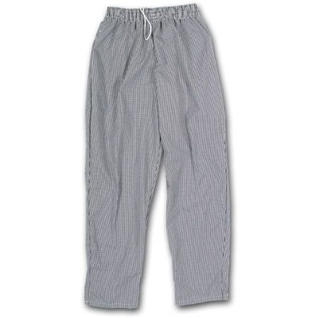 B & W Check Cargo Chef Pants with Drawstring